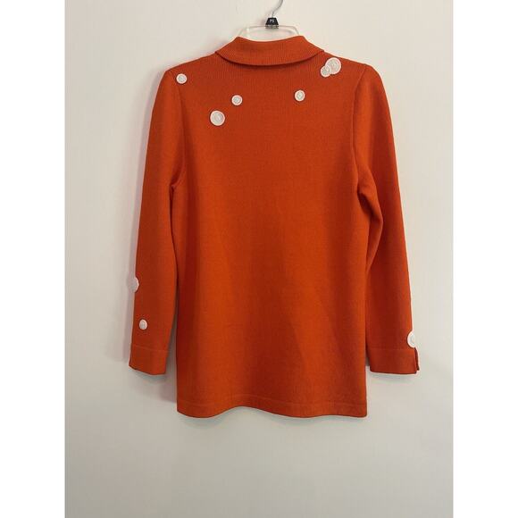 JSS Woman’s Knit Wear Blazer sz S Orange/Embroidered Cream Circle Wool blend USA - Picture 8 of 12